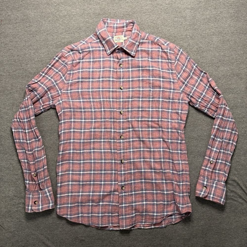 Faherty Men's Lowell Red Plaid Stretch Featherweight Flannel Preppy Shirt Sz S